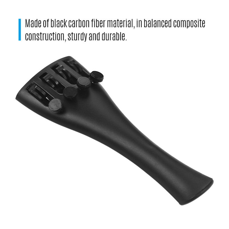 Violin Tailpiece: Black Carbon Fiber Balanced Construction - Sturdy Durable Violin Fine Tuners for 1/2 Size Violin Professional Setup & Repair - Image 2