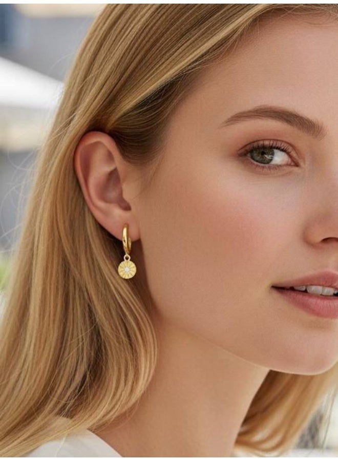 روبي آرت الذهب أقراط نسائية من الذهب الخالص عيار 18 قيراطًا - أنيقة وخفيفة الوزن - 2.41 جرام - Image 3