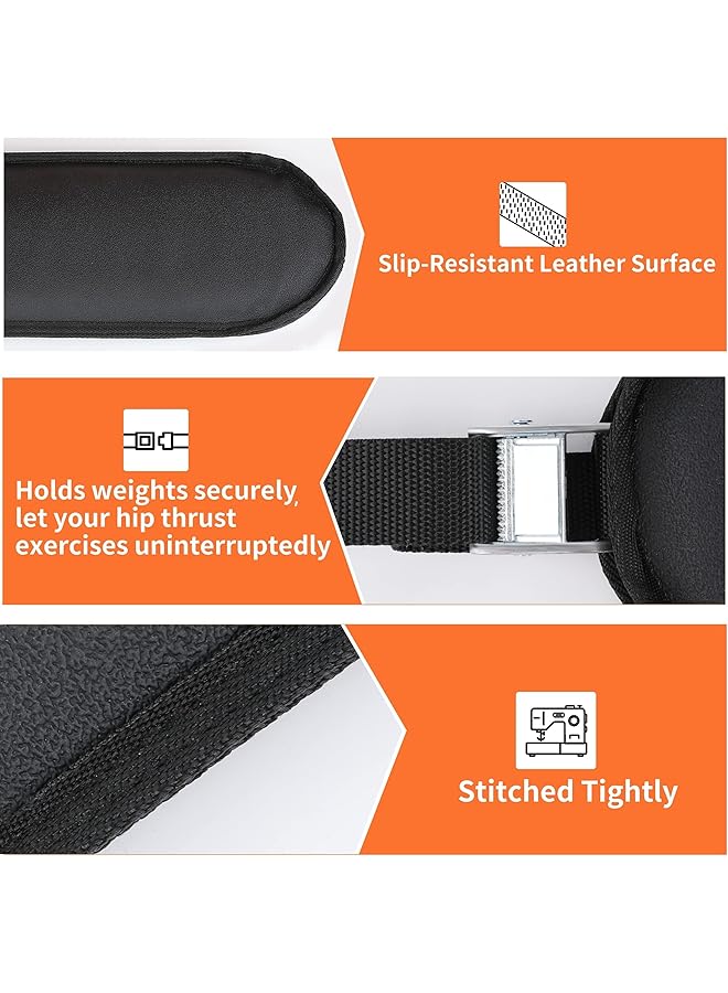 SWIUKPHE Double Thick Padded Hip Thrust Belt Non Slip Leather Glute Bridge Support for Dumbbells Kettlebells Grip Plates Stainless Steel Lock for Booty Workouts at Home or Gym  - Image 4