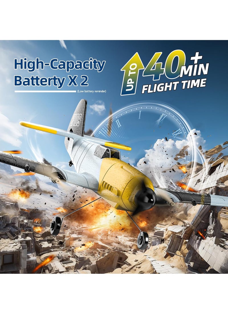 Zikra RC Plane, 3 Channel BF-109 Remote Control Airplane Fighter Toys, RC Glider Toy, 2.4GHz 6-axis Gyro Stabilizer RTF Glider Aircraft Plane with 2 Batteries, Outdoor Hobby WWII Toy Gift, Easy to Fly - Image 3