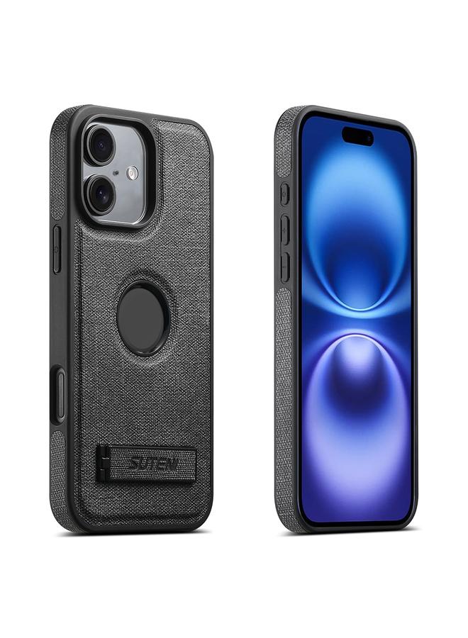 Suteni Case For iPhone 16 G2 Holder Denim Leather Back MagSafe Phone Case - Image 1