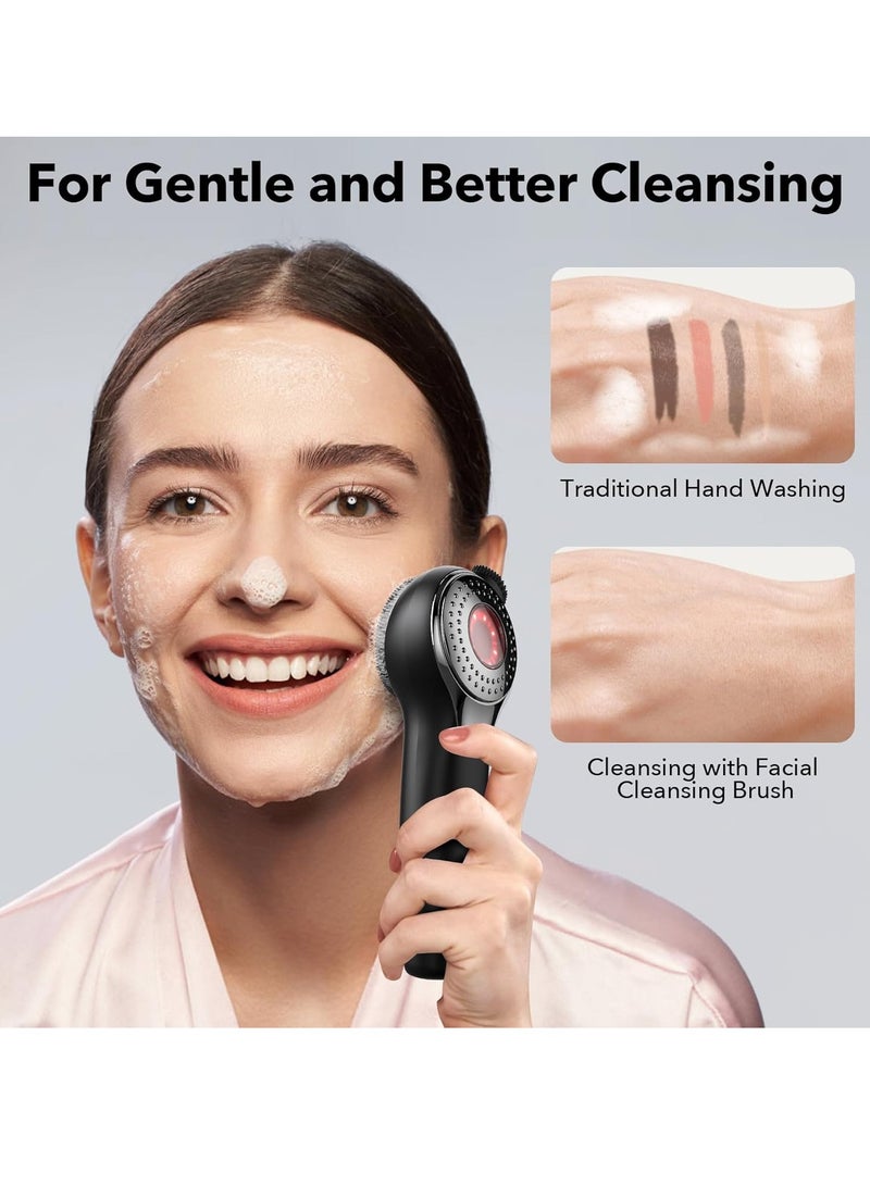 SYOSI Facial Cleansing Brush Face Scrubber Silicone Sonic Vibration Face Cleanser Brush Electric Exfoliating with Nose Scrub Men Women Waterproof Rechargeable Massager Deep Clean Skin Care Routine - Image 3