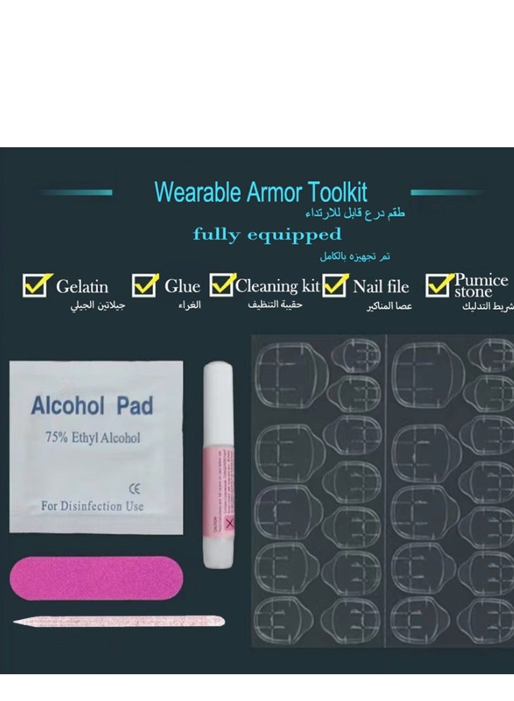 Captaintech Press On Nail,Cold-Tone 3d Water Drop Shell Nail Art, Almond-Shaped Artificial Nails,24pcs.Fake Acrylic Nails With Glue Kit. - Image 4