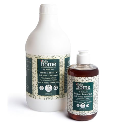 Rustic Art Home Lemon Tamarind Dish Wash Concentrate With Soapnut & Neem | Converts To 3+11 Litres Liquid | Natural & Toxin Free | | (300G + 1100G) - Image 1