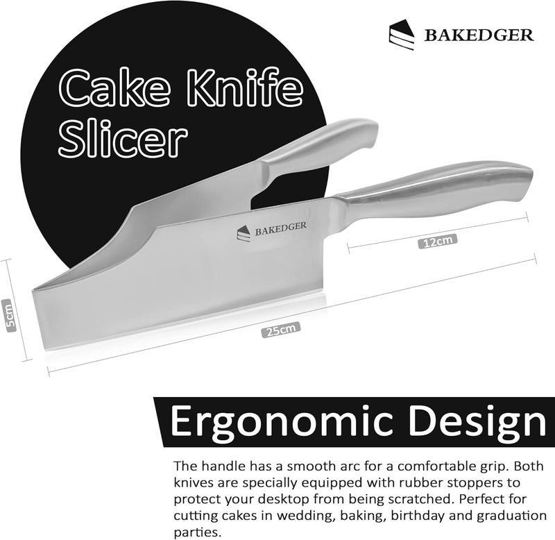 Bakedger Cake knife slicer and cutter server stainless steel serving knife for Birthday party Wedding and all the Events Pie slicer Pastries Divider Desserts Lever, Patent Pending - Image 4