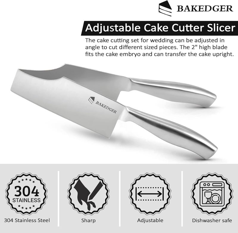 Bakedger Cake knife slicer and cutter server stainless steel serving knife for Birthday party Wedding and all the Events Pie slicer Pastries Divider Desserts Lever, Patent Pending - Image 5