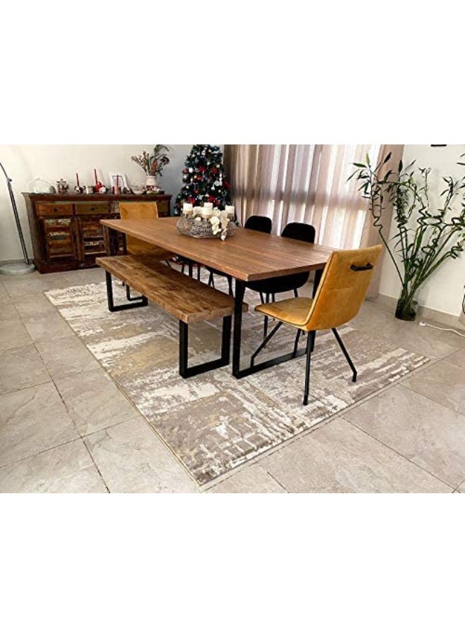 HANDPICKED FURNITURE Handpicked Furniture Abstract Gold Rug, Ultra Soft Area Carpets For Bed Room, Living Room, And Dining Room, Antislip Floor Carpets, Easy To Clean, Made In Turkey, Polypropylene, Rectangle  - Image 5
