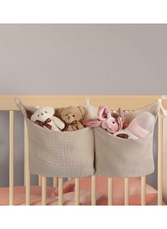 Excefore Diaper Caddy and Organizer for Changing Table and Crib Multi-Functional Hanging Diaper Stacker Nursery Organizer for Cribs Diaper Holder Baby Crib Hanging Storage and Accessories(Khaki, 8"x15")  - Image 1