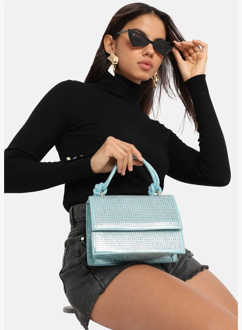 Haute Sauce Solid Magnet Lock Regular Faux Leather Hand Bag with Detachable Strap For Women