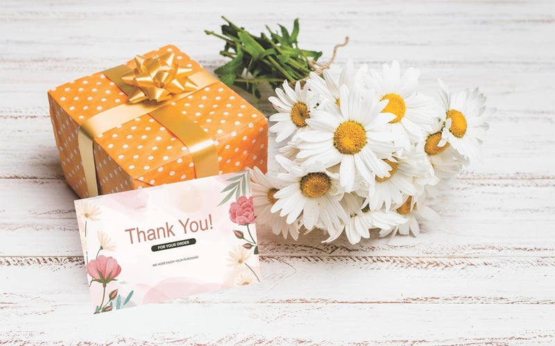 Bleus Thank You Card (Pack of 50), Size- 3.5x2 inch, One Side Blank for Notes, Elegant Greeting Cards for Gifting, Notes & Occasions, Whishing, (Floral 2) - Image 5
