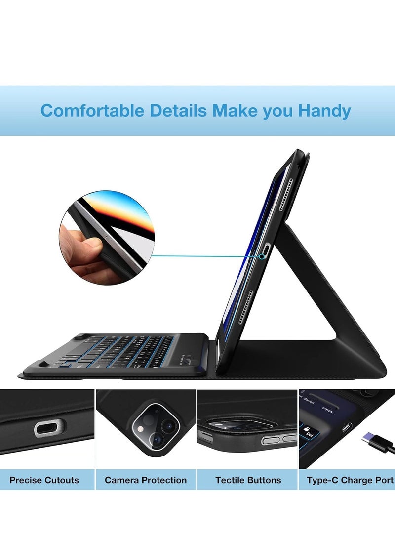 JAJEEK Case for iPad Air 13 inch (M2, 2024) & iPad Pro 12.9 inch (6th/5th/4th/3rd Gen) – Detachable Wireless Bluetooth Keyboard with Pencil Holder, Protective Smart Folio Case, Black - Image 2