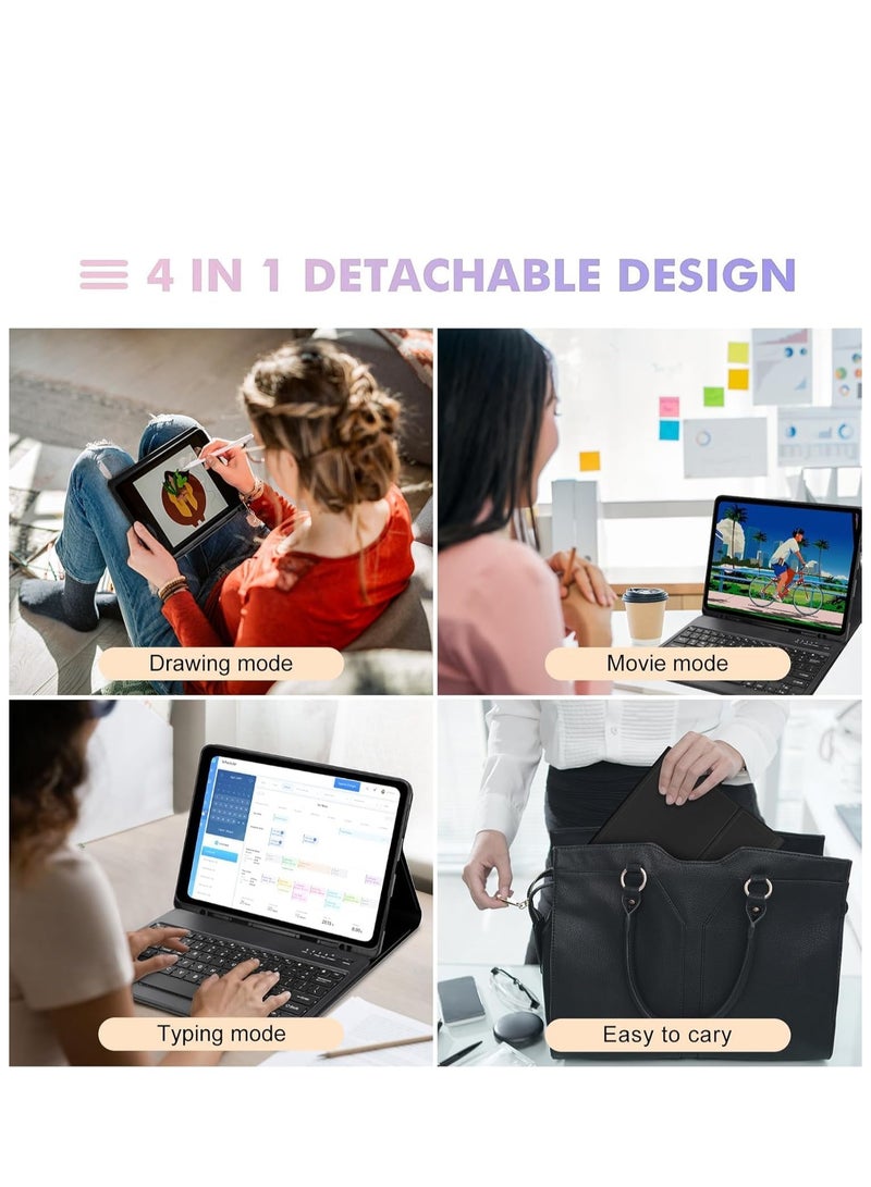 JAJEEK Case for iPad Air 13 inch (M2, 2024) & iPad Pro 12.9 inch (6th/5th/4th/3rd Gen) – Detachable Wireless Bluetooth Keyboard with Pencil Holder, Protective Smart Folio Case, Black - Image 4