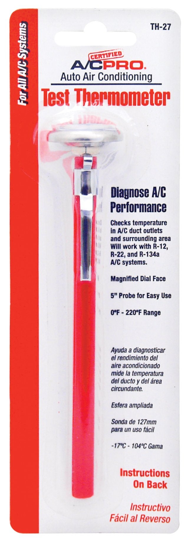 A/C Pro Interdynamics Certified A/C Pro Car Air Conditioner Test Thermometer, Helps Diagnose AC Performace and Checks Outlet Duct Temperature and Ambient Temperature, Includes Holder and Clip - Image 3