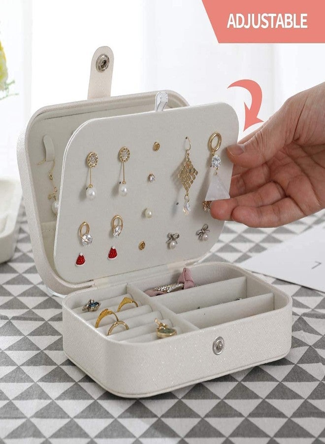 Surfexa Mini Jewelry Box for Earrings Ring Necklaces Storage Women Cosmetic Makeup Organizer Small Travel Jewelry Box Double Layer Jewelry Box for Earrings, Rings, Necklaces, Bracelets - Image 4