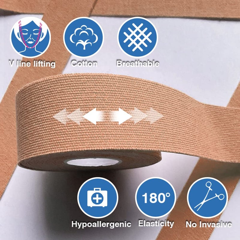 Sfuchin Facial Patches - Wrinkle Patches - Wrinkle Tape - Face Lifting Tape - Non-Invasive Wrinkle Remover - Multifunctional High Elasticity Wrinkle Forehead Eyes Face (Beige-2.5cm) - Image 4