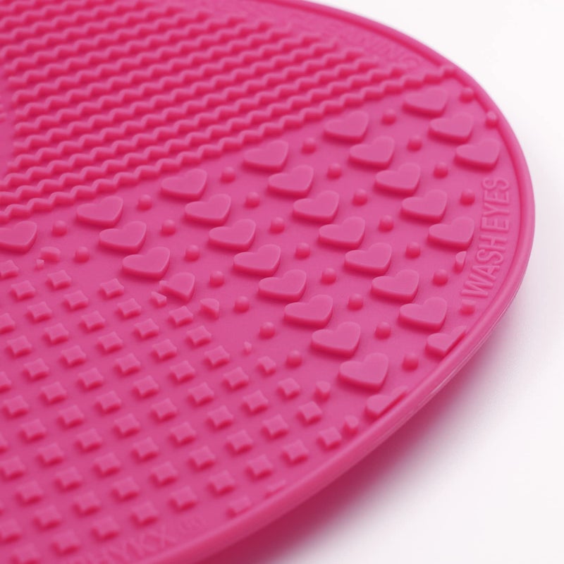 Ranphykx Makeup Brush Cleaner Mat Silicone Brush Cleaning Mat Big Size Make Up Brush Clean Pad with Suction Cup for Makeup Brush Cleaning (Hot Pink) - Image 5