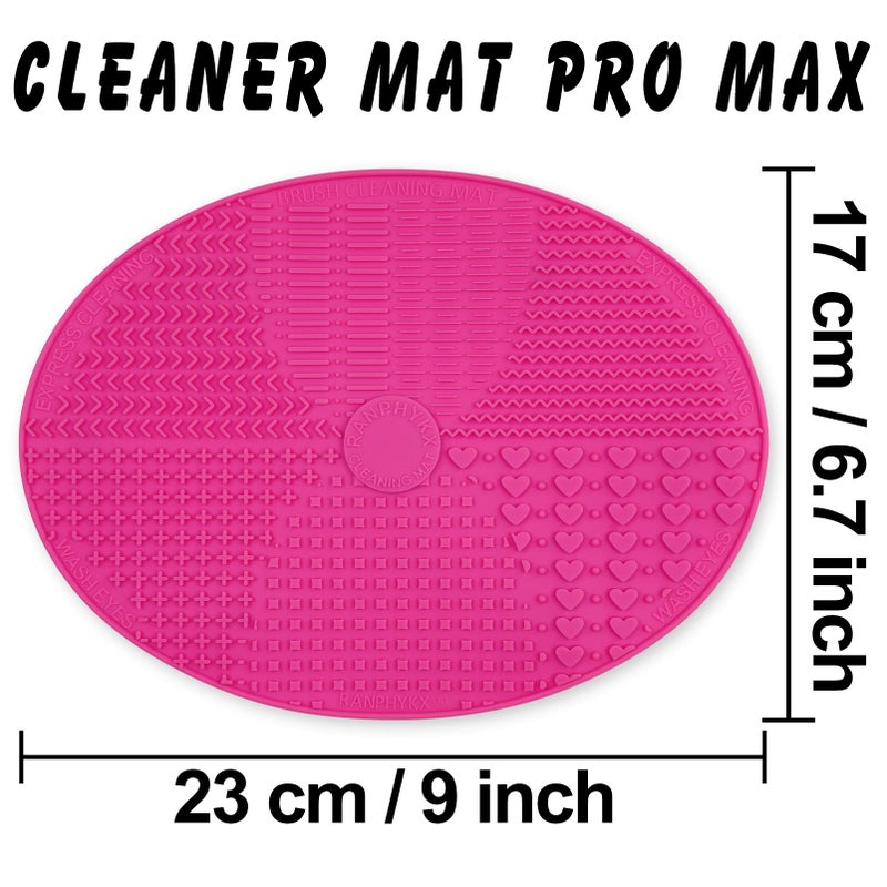 Ranphykx Makeup Brush Cleaner Mat Silicone Brush Cleaning Mat Big Size Make Up Brush Clean Pad with Suction Cup for Makeup Brush Cleaning (Hot Pink) - Image 2