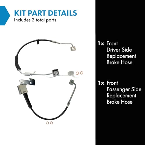 TRQ Front Brake Hose Set Compatible with 2004-2005 Dodge Ram 1500 - Image 2