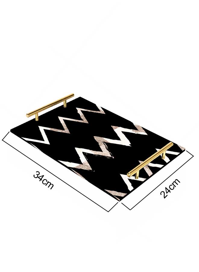 LOWHA Decorative Acrylic Serving Tray with Gold Color Metal Handles Wave Lines 24x34cm  - Image 4