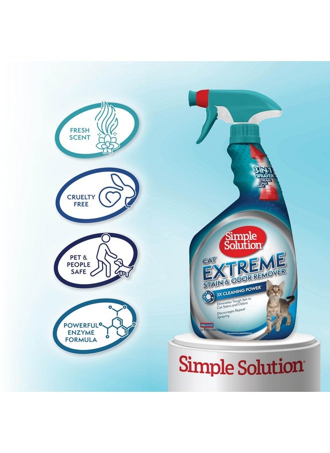 Simple Solution Simple Solution Extreme Cat Stain Eliminator for Strong Odor, Pet Odor Eliminator for Home, Stain Remover for Cats, Floor Cleaner, Urine Destroyer, Carpet Cleaner Spray, 32oz  - Image 4