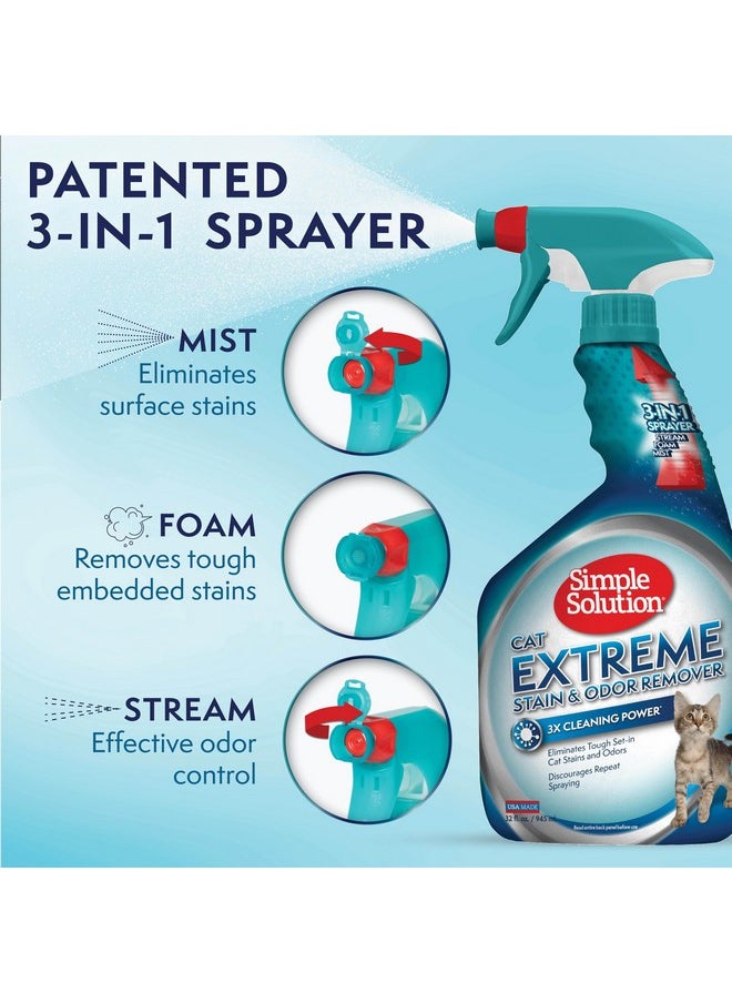 Simple Solution Simple Solution Extreme Cat Stain Eliminator for Strong Odor, Pet Odor Eliminator for Home, Stain Remover for Cats, Floor Cleaner, Urine Destroyer, Carpet Cleaner Spray, 32oz  - Image 3