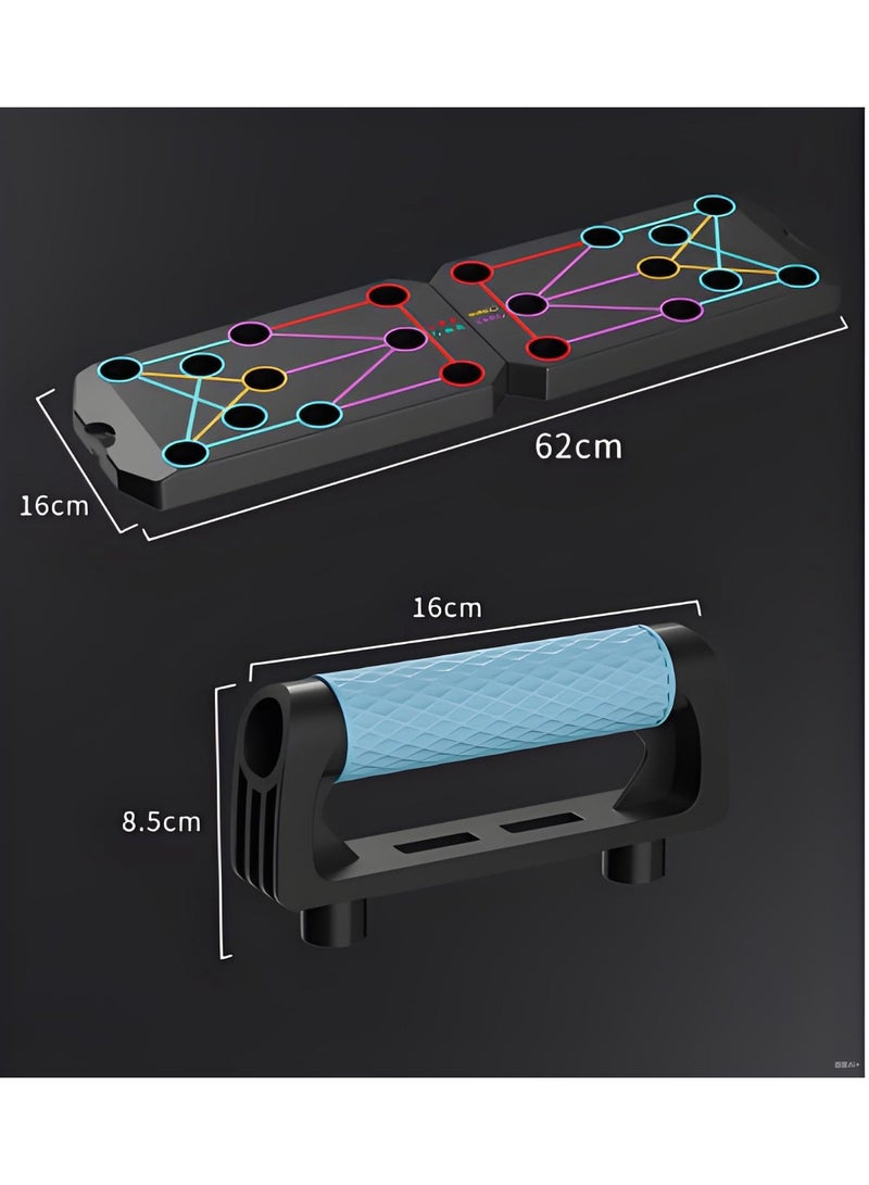 KIIUMI Push Up Board, Multi-function Push Up Stand With Resistance Bands, Foldable Portable Strength Training Equipment for Men and Women, Push up Handles for Floor to Strengthen Arms, Core and Back - Image 2