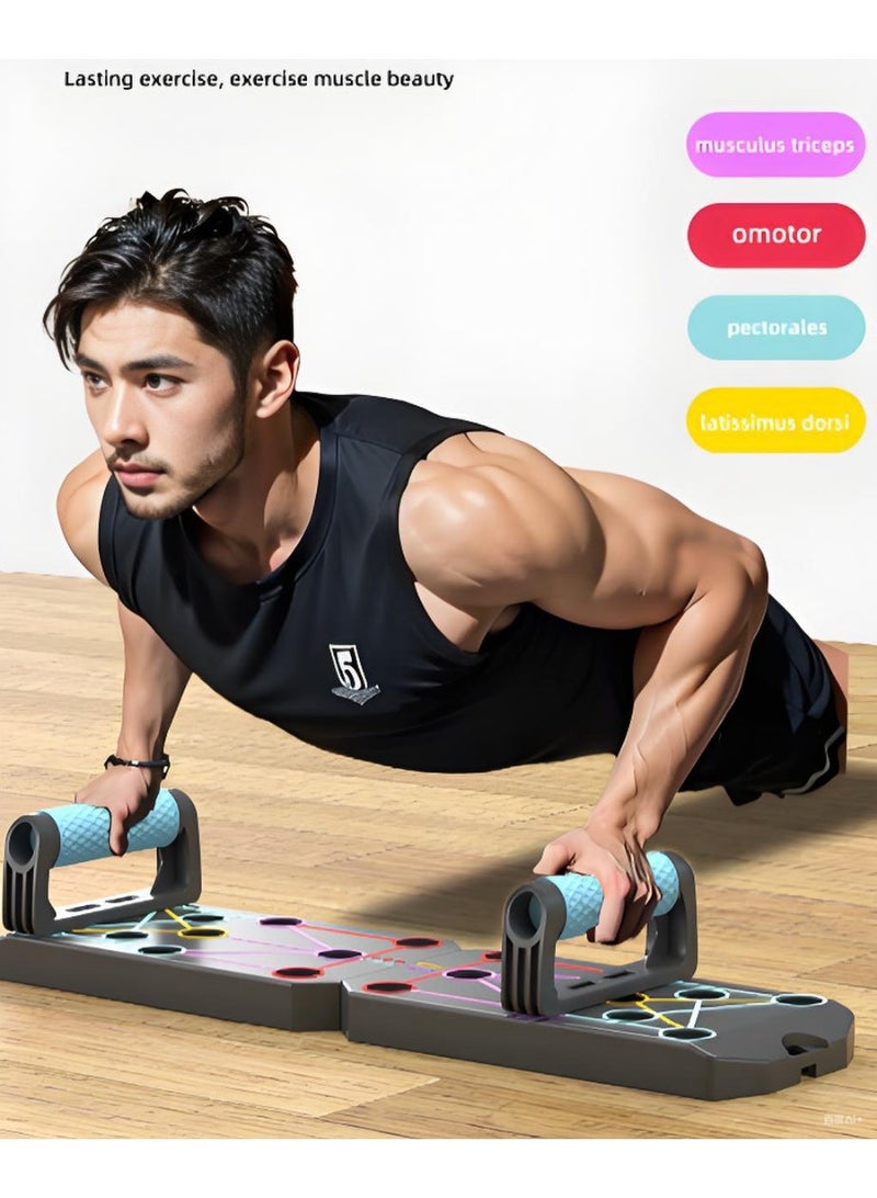KIIUMI Push Up Board, Multi-function Push Up Stand With Resistance Bands, Foldable Portable Strength Training Equipment for Men and Women, Push up Handles for Floor to Strengthen Arms, Core and Back - Image 3