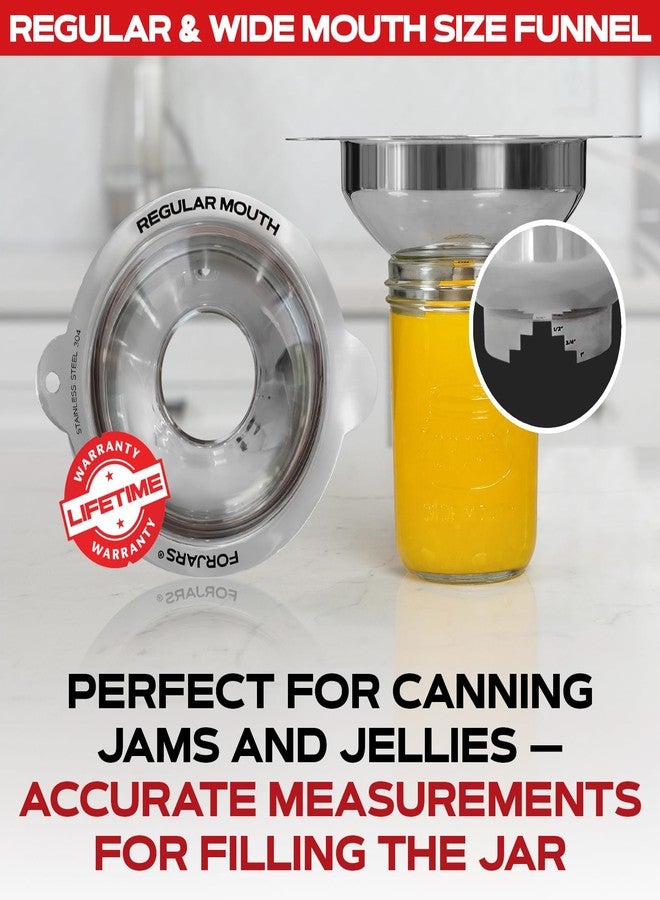 FORJARS Canning Funnel Set - with Strainer for Wide and Regular Mason Jars and Food Funnels for Transferring Oils - Durable, Small, Stainless Steel Kitchen Funnel Set - Canning Supplies Kit - Image 5