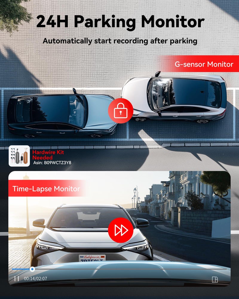 REDTIGER 4K Front Dash Cam for Car, ADAS, with 32GB Memory Card, Built-in WiFi&GPS, Car Camera with G Sensor, Loop Recording, Smart App Control, Night View, 24/7 Parking Mode(F9 Lite) - Image 5