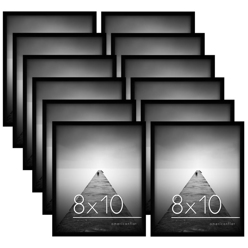 Americanflat 8x10 Picture Frame with ShatterResistant Glass  Set of 12  Galleria Collection  Gallery Wall Frame Set for Tabletop and Wall Display  Black - Image 1