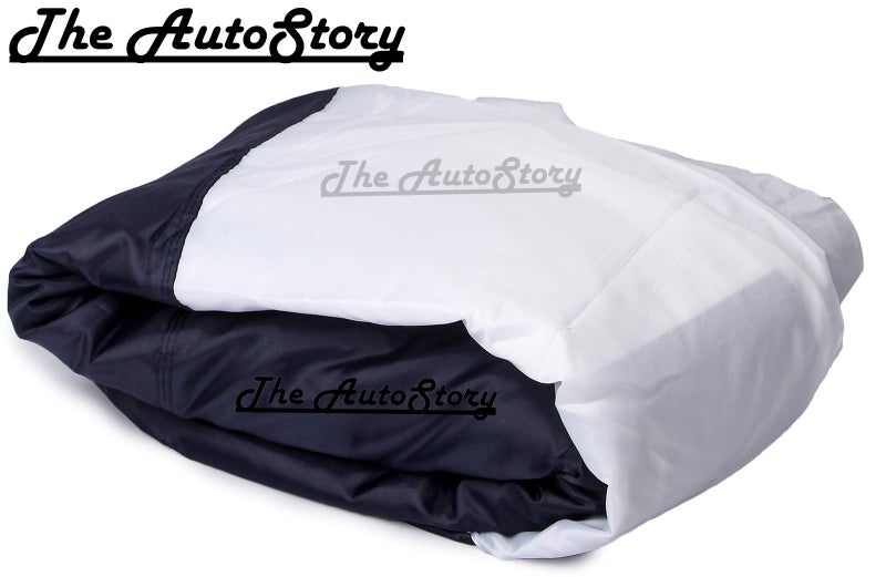 The Autostory 190 Taffeta Water Resistant Car Body Cover Compatible with Maruti Wagonr/Wagon r (2019 Onwards) with Mirror Pockets (White/Navy Blue) - Image 3