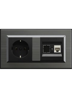 Ovivo Quantum Magnetic Gray Set of 2 Grounded Socket and Telephone Numeris Cat3 Set 