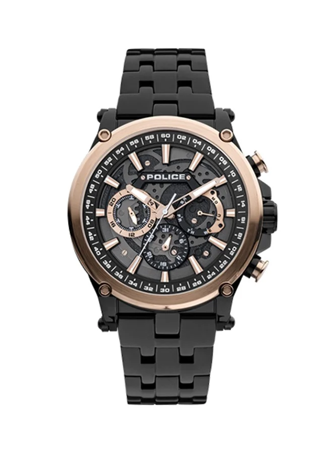 بوليس Taman Black Dial Black Metal Bracelet Analog Watch for Men 47mm