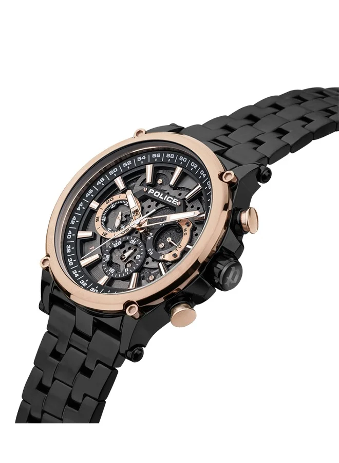 بوليس Taman Black Dial Black Metal Bracelet Analog Watch for Men 47mm