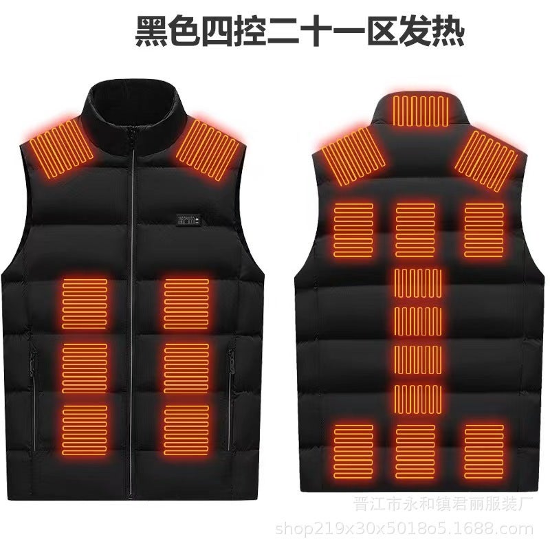 Intelligent Heating Vest For 21 District Couple Outdoor Sports Electric Heating Suit Three-Gear Temperature Control Vertical Collar Thickening - Image 1