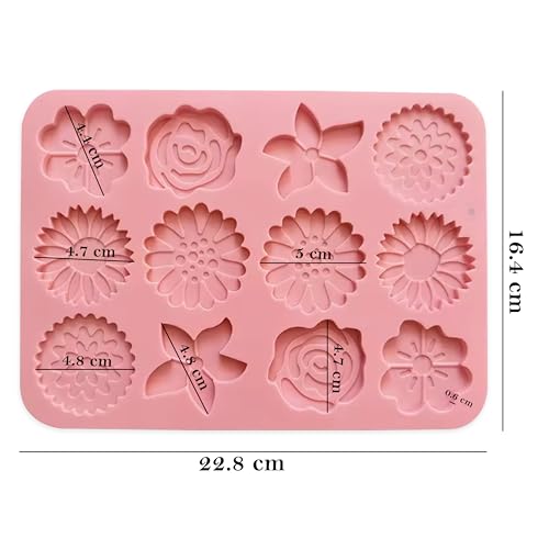 Moldberry Silicone 12 Cavity Flower Chocolate Molds Floral Sunflower Tulip Daisy Candy Baking Molds Cake Pop Mold Ice Cube Soap Jello Candle Mould For Pudding Desserts - Pack 1,15.4X13.9X1 Cm - Image 2