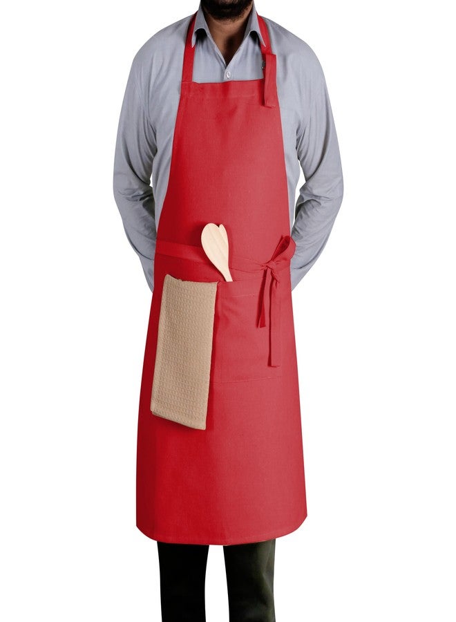 Native Fab Cotton Kitchen Apron 2 Pack - Adjustable, Durable Apron with Pockets, Perfect for Cooking, Baking, Grilling, and Chefs - Red - Image 3