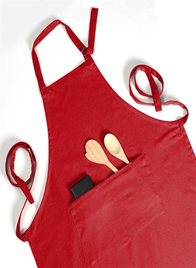 Native Fab Cotton Kitchen Apron 2 Pack - Adjustable, Durable Apron with Pockets, Perfect for Cooking, Baking, Grilling, and Chefs - Red - Image 5