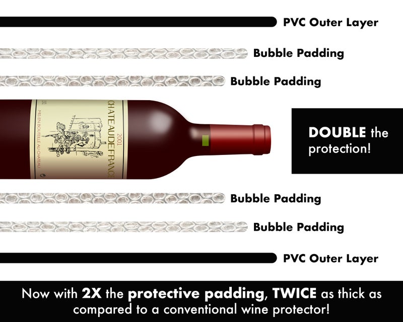 Millennial Essentials Reusable Wine Bottle Protector for Travel (4 Pack) - Wine Bags with Double Air Bubble Cushion Inner Skin and Leak Proof Exterior Ensures Safe Transportation in Luggage - Great Gift for Wine Lovers - Image 5