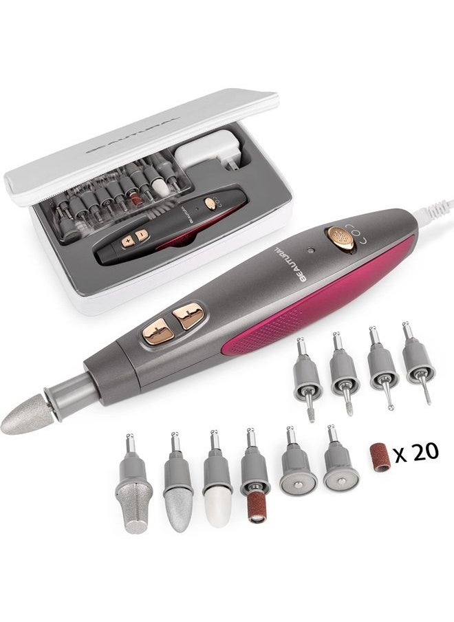 Beautural - Professional Manicure and Pedicure Set Kit, Electric Nail Drill Machine, 10-Piece Attachments Plus 20 Sanding Bands, Electric Nail File Set, Hand Foot & Nail Tools [Upgraded Version] - Image 1