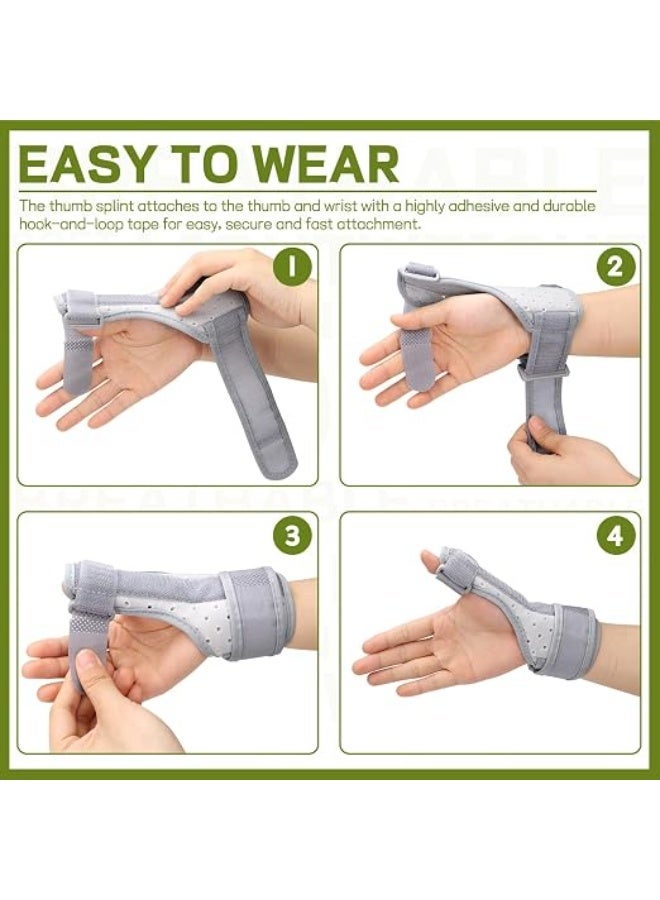 Adjustable Thumb Brace and Soft Tissue Support Split Universal Thumb Spica Splint for Left or Right Hand Pain Relief from Arthritis Tendonitis Gray - Image 3