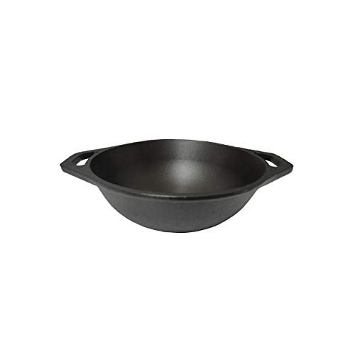 DYNAMIC COOKWARES Pre-Seasoned Even matt Finish Cast Iron Kadai | 8 Inch/21.85 cm | Naturally Nonstick kadhai, 100% Pure & Toxin-Free, No Chemical Coating Wok | Induction Compatible Kadaai - Image 1