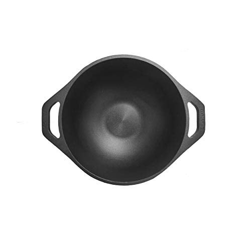 DYNAMIC COOKWARES Pre-Seasoned Even matt Finish Cast Iron Kadai | 8 Inch/21.85 cm | Naturally Nonstick kadhai, 100% Pure & Toxin-Free, No Chemical Coating Wok | Induction Compatible Kadaai - Image 4