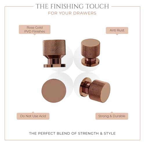 LAPO 10 Piece Knobs for Cabinets– Modern Aluminum Drawer Knob for Kitchen, Wardrobe, Cupboard, and Home Furniture (PVD Rose Gold Finish) - Image 5