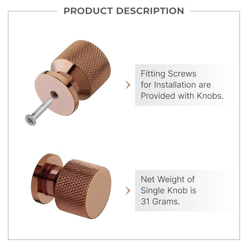LAPO 10 Piece Knobs for Cabinets– Modern Aluminum Drawer Knob for Kitchen, Wardrobe, Cupboard, and Home Furniture (PVD Rose Gold Finish) - Image 4