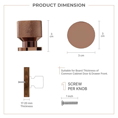 LAPO 10 Piece Knobs for Cabinets– Modern Aluminum Drawer Knob for Kitchen, Wardrobe, Cupboard, and Home Furniture (PVD Rose Gold Finish) - Image 2