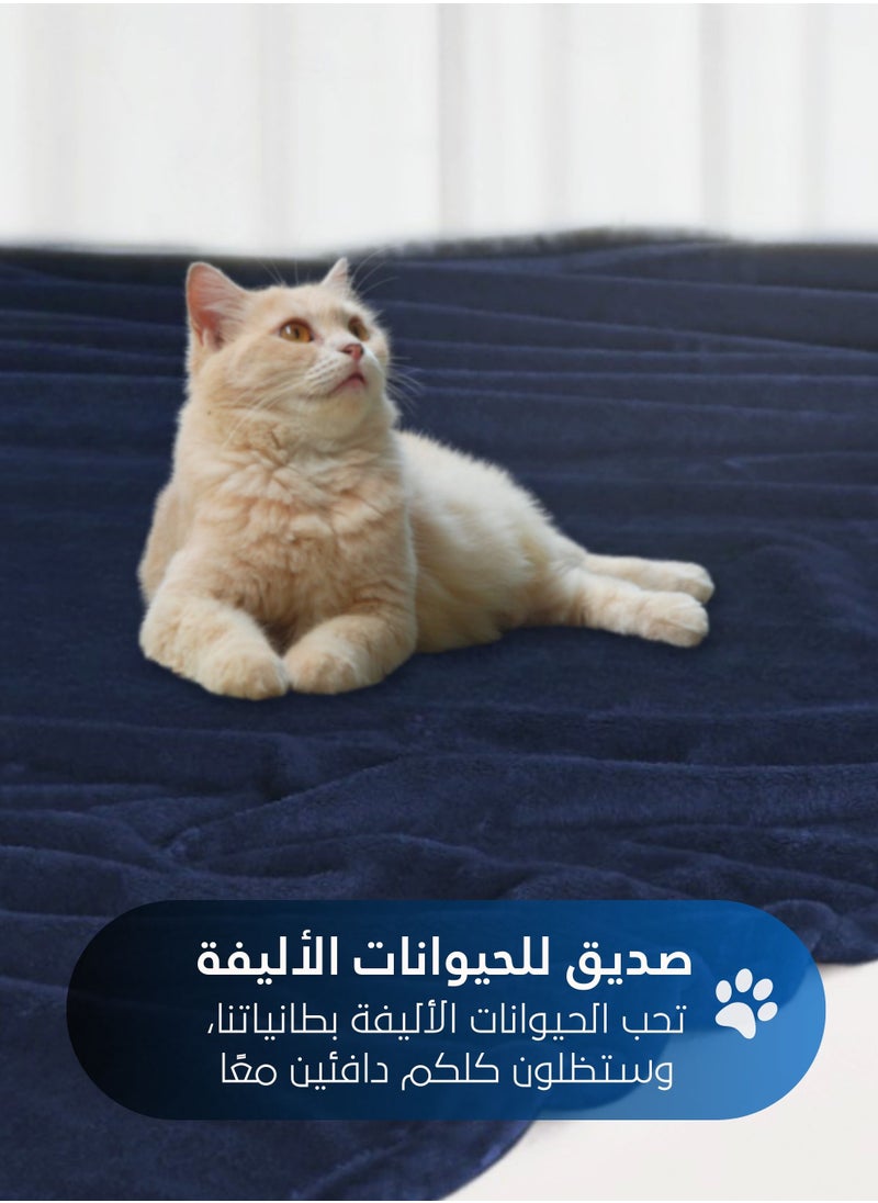 سيد المنسوجات المنزلية - بطانية مخمل خفيفه بمقاس مفرد، سلسلة مورا، 350 جم/متر مربع، 230 × 170 سم، صوف إضافي فائق النعومة لجميع فصول السنة، يستخدم كغطاء للسرير بطانيات . - Image 1