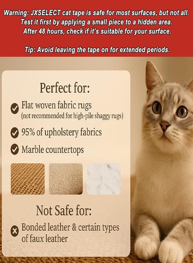 Jxselect Anti-Scratch Tape for Furniture - Stop Cats from Scratching Couch, Chair Corners, Door Frames, Countertops, and Carpets, Clear Double-Sided Cat Training Tape, 2.5" x 16 Yards Roll - Image 5
