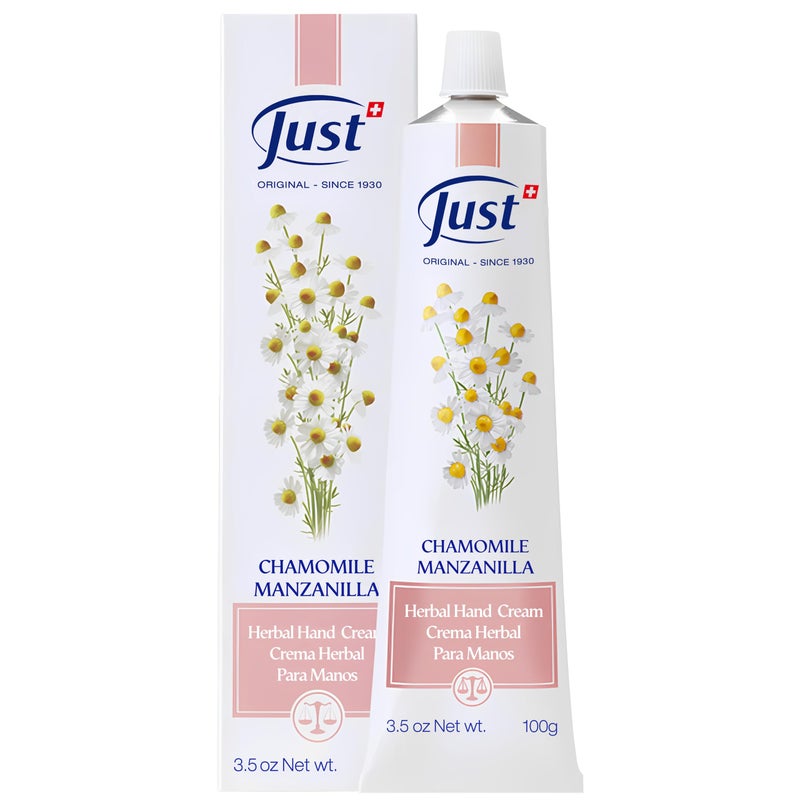 SwissJust Chamomile Hand Cream 100ml, Protecting Cream that Concentrates the Comforting & Relaxing Properties of Chamomile. Strengthens the skin, Provides Elasticity & Restores Anti Aging Hand Cream - Image 1