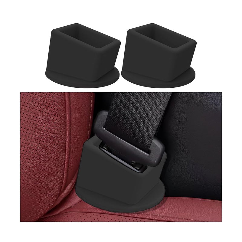HZEL Car Seat Belt Buckle Holder 2PCS Silicone Easy Access Vehicle Seatbelt Booster Automotive Safetybelt Fixer Accessories to Make Buckling Upright Positioning Universal for Most Cars Black - Image 3
